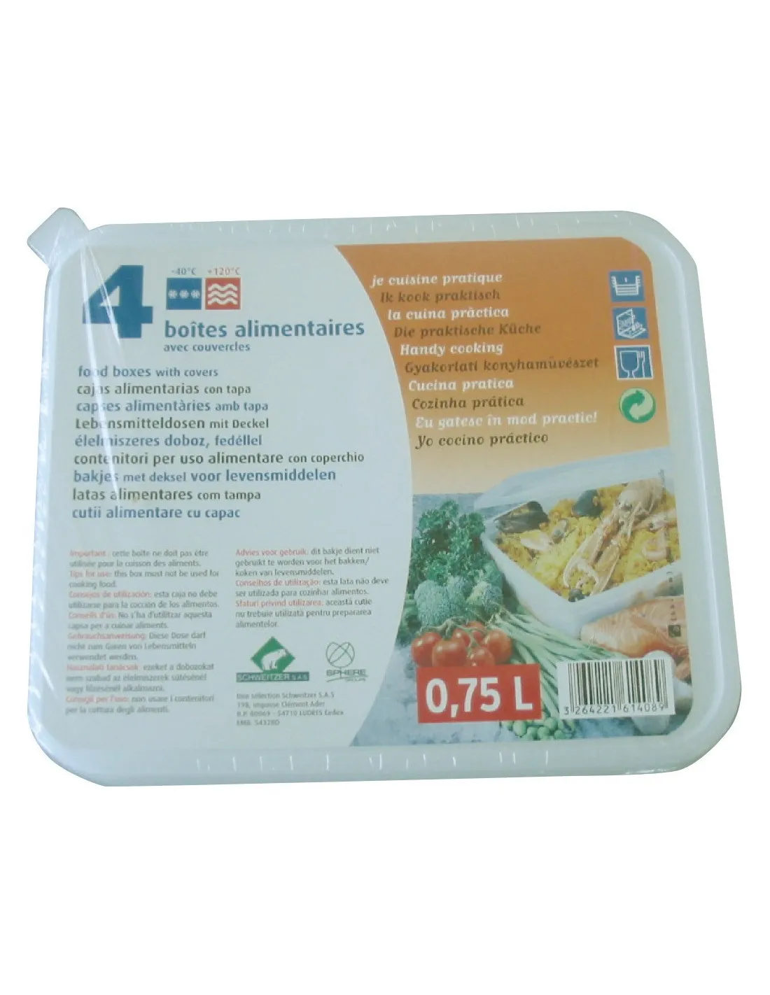 Barquette micro-ondes congélation 0,75 l 4 -