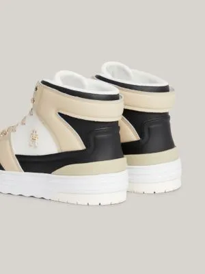 Tommy Hilfiger Beige Leather High-Top Sneakers