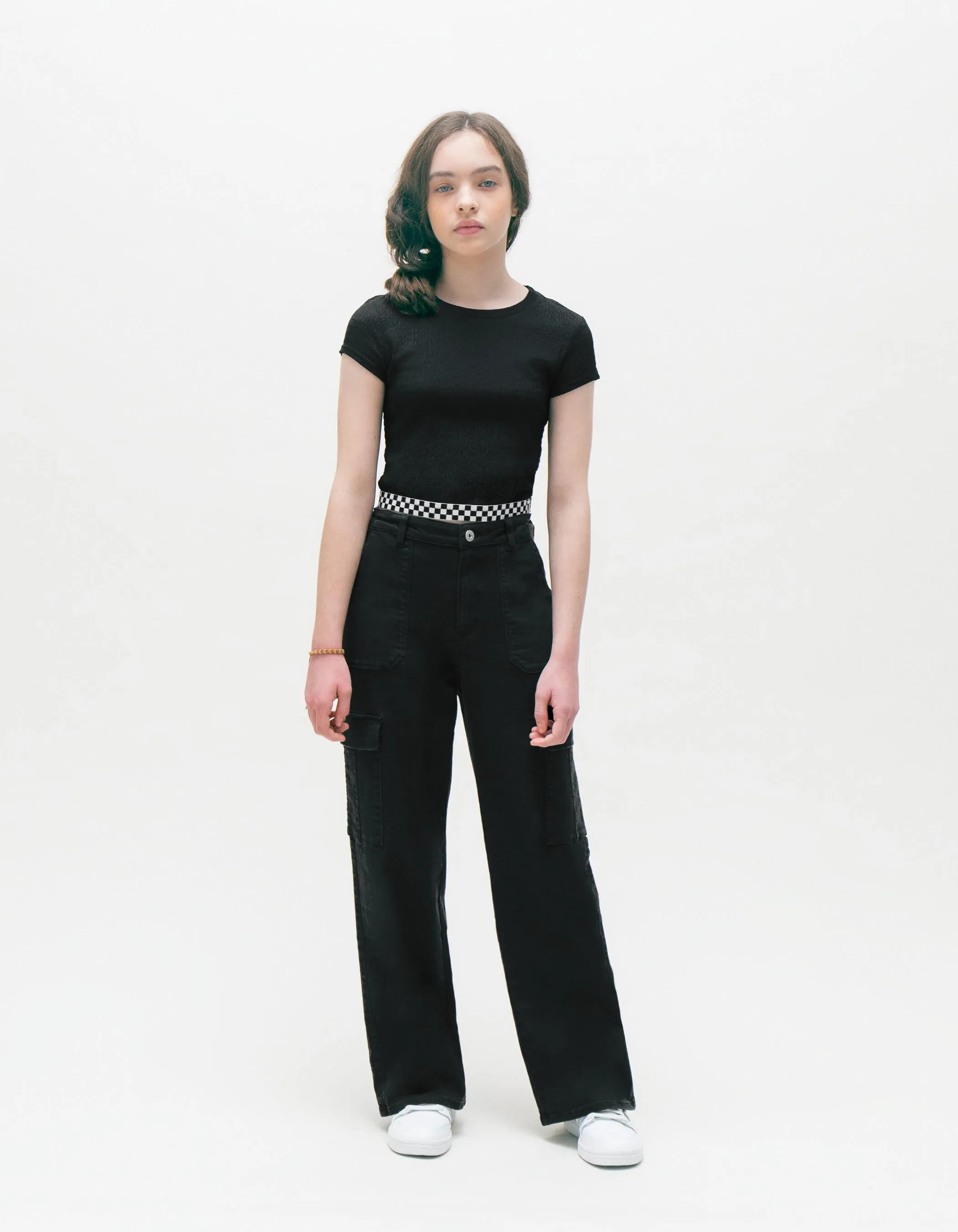Black girl's denim battle pants.