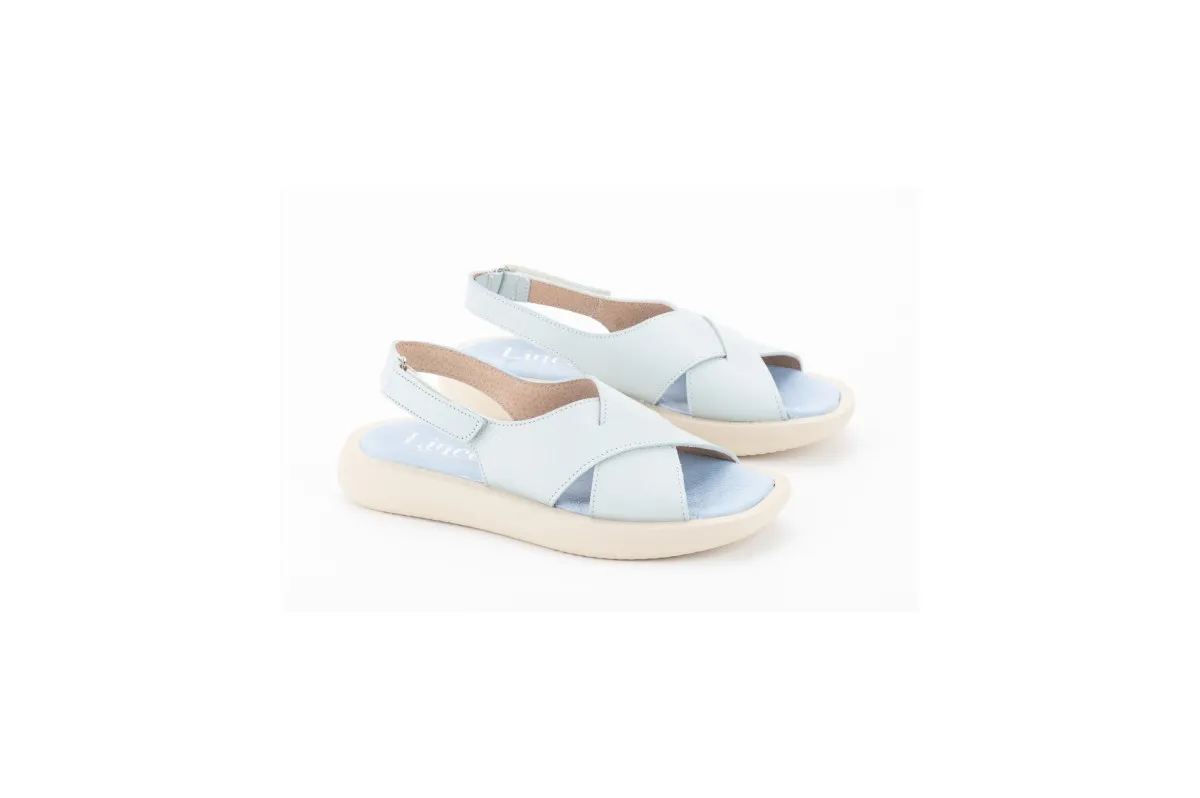 Blue Crossed Platform Sandals