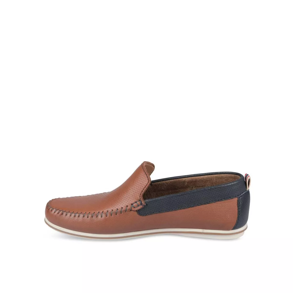 Brown Leather Cape Board Moccasins.