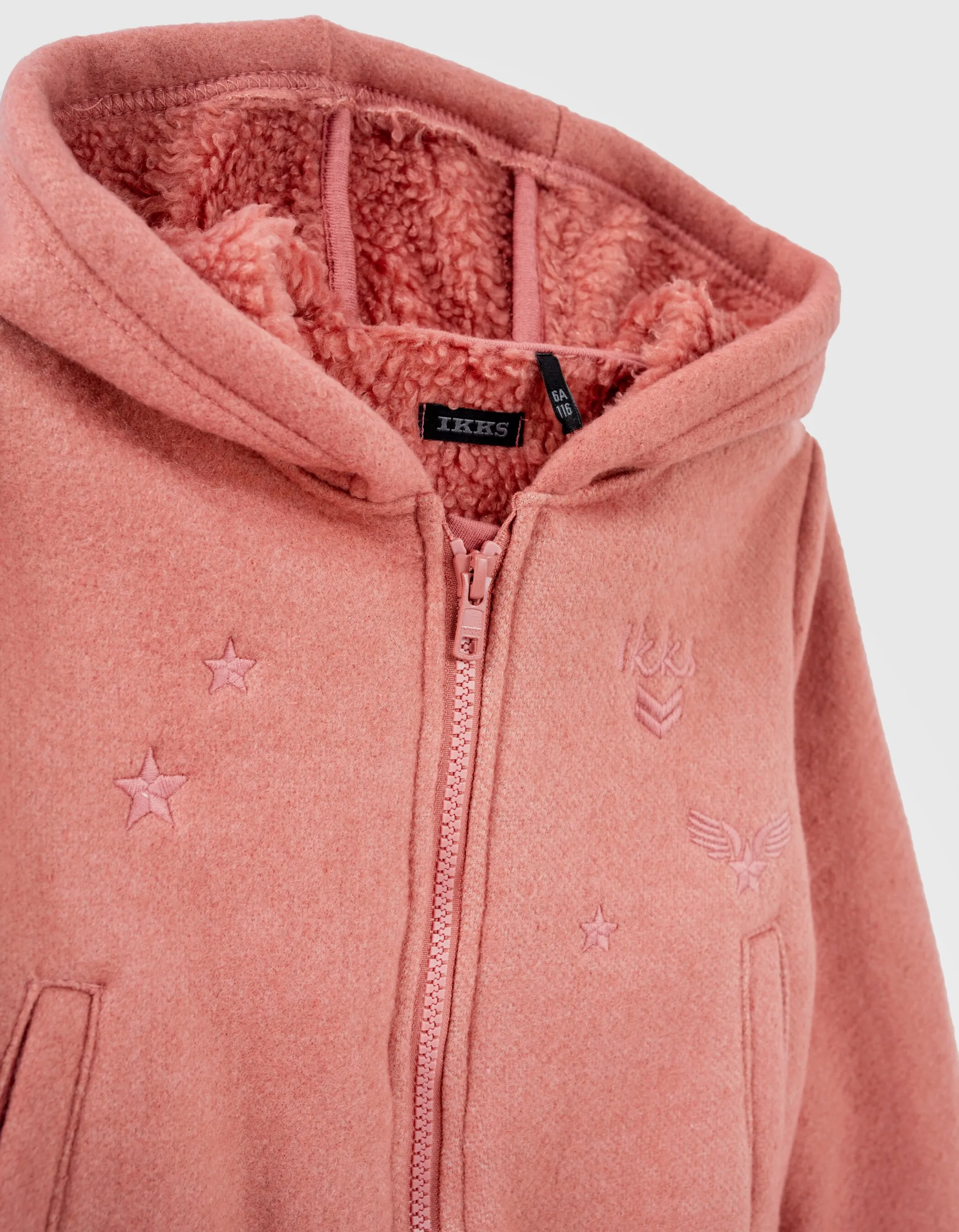 Rosewood felt cardigan with Sherpa lining for girls.