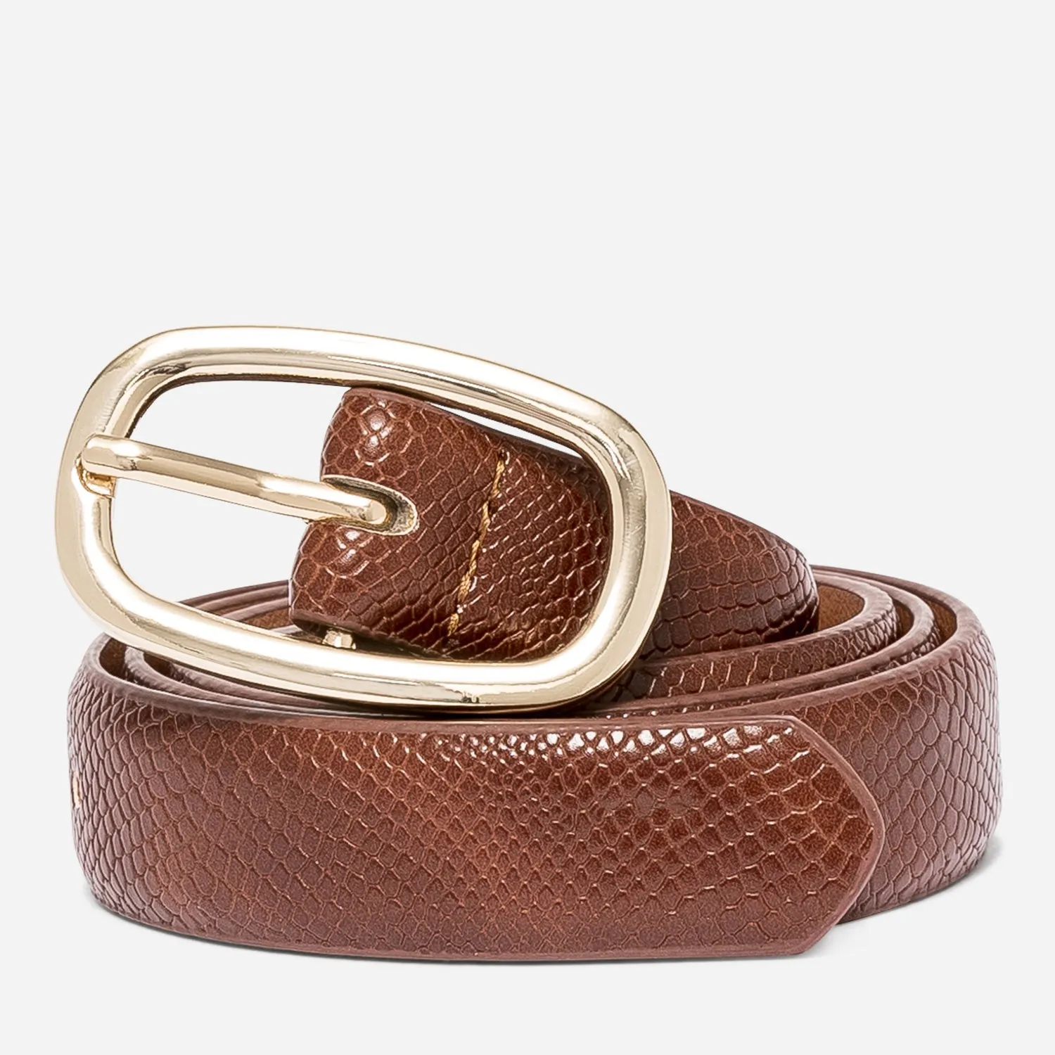 Python Embossed Cognac Belt - Belts Accessories | ERAM