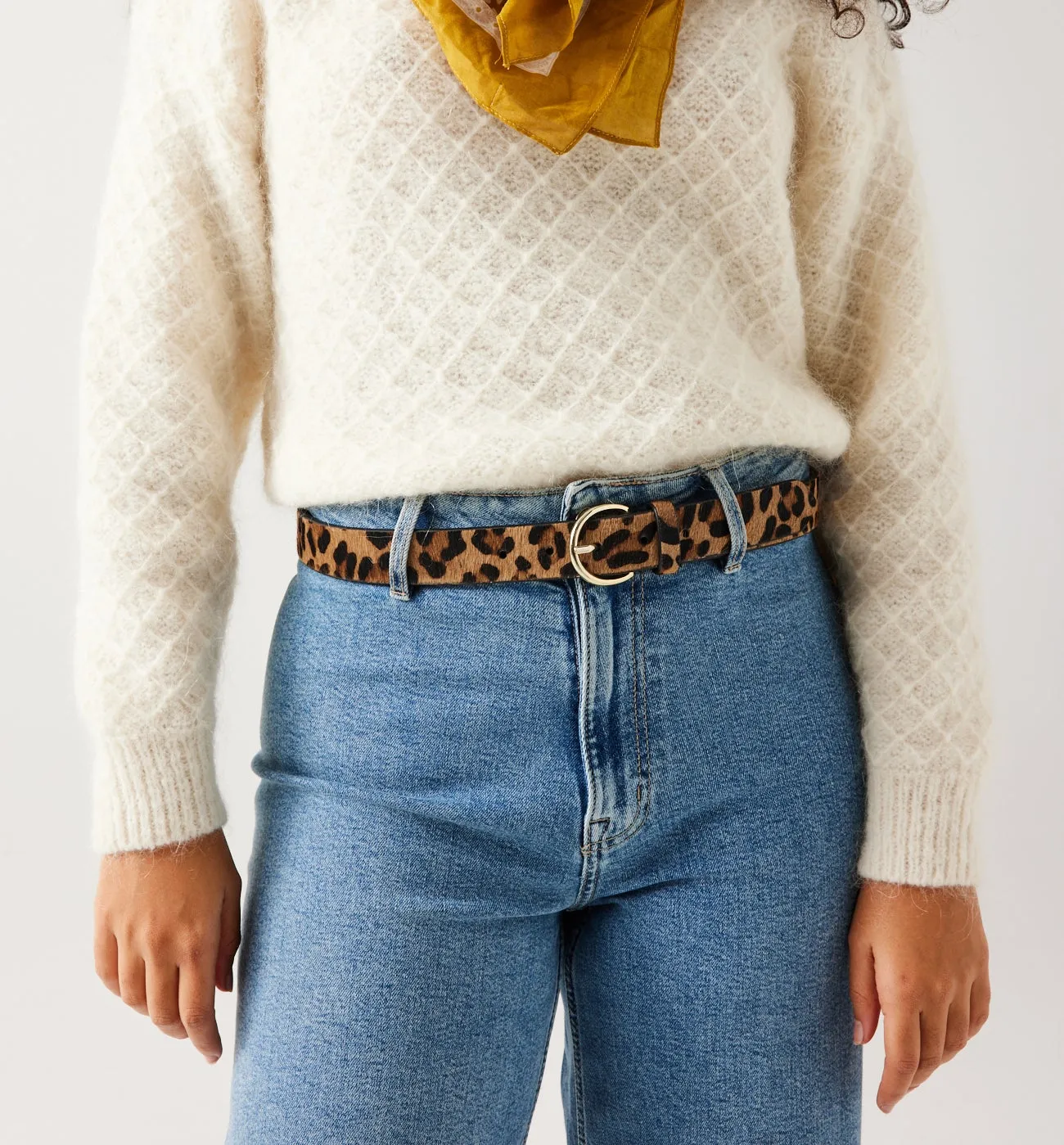 Leopard Print Leather Belt - Multicolored Design