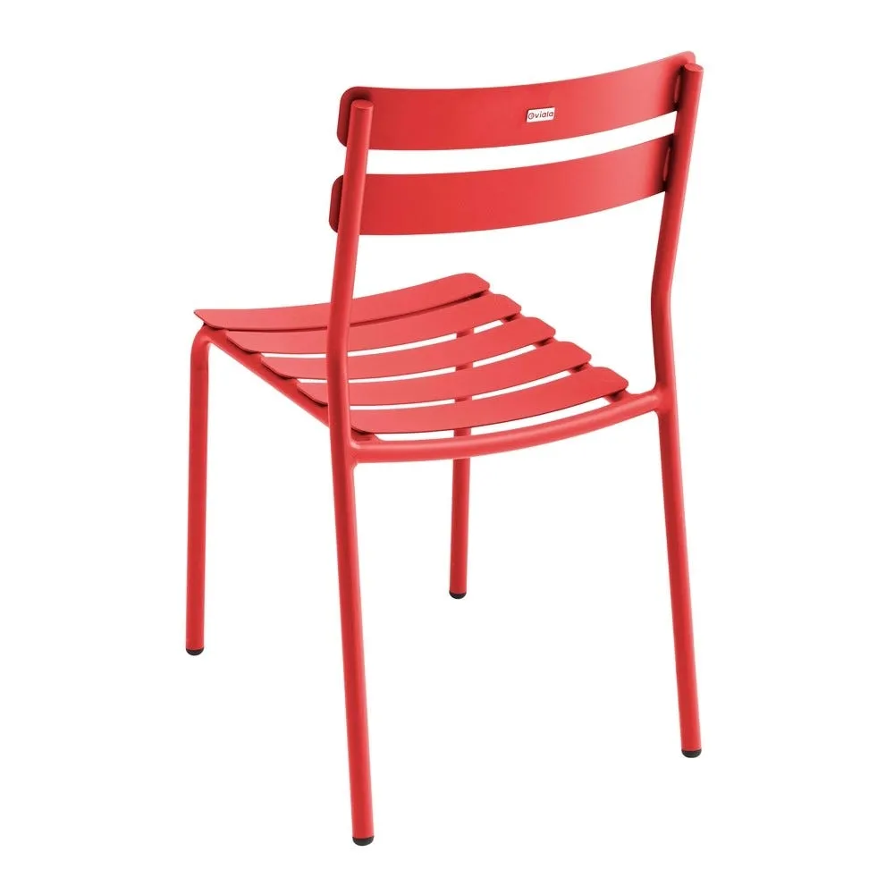 Chaise de terrasse en aluminium rouge foncé oviala