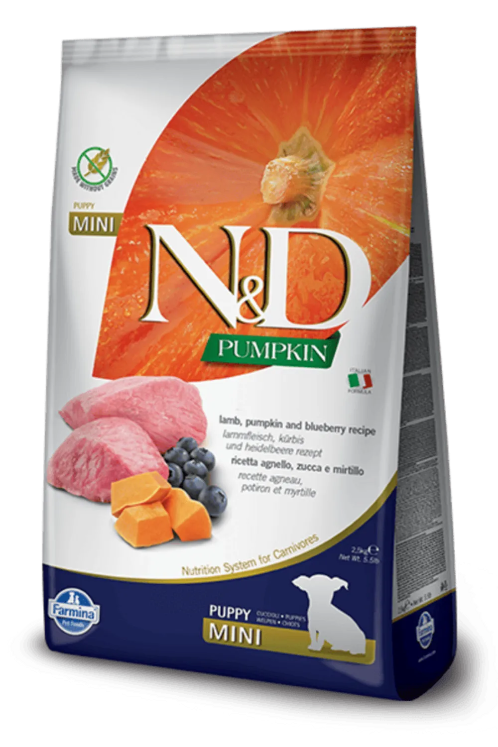Croquettes n&d potiron agneau & myrtille chiot mini 7 kg