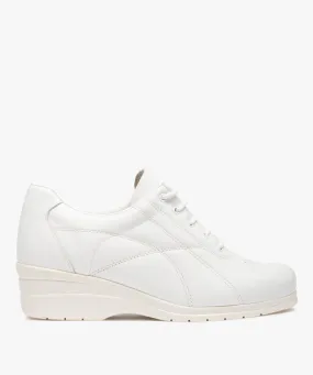 derbies femme confort dessus cuir uni blanc derbies