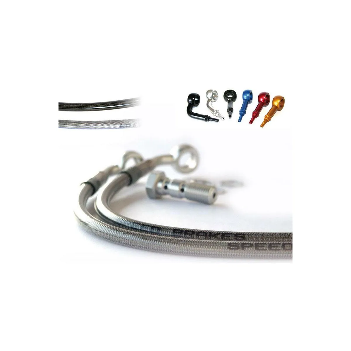 Durite de frein avant TECNIUM - Couleurs de durite et de raccords au choix - 400 CB N 1982-1987