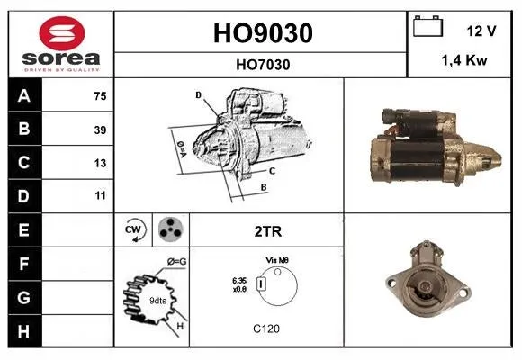 Démarreur SNRA HO9030 