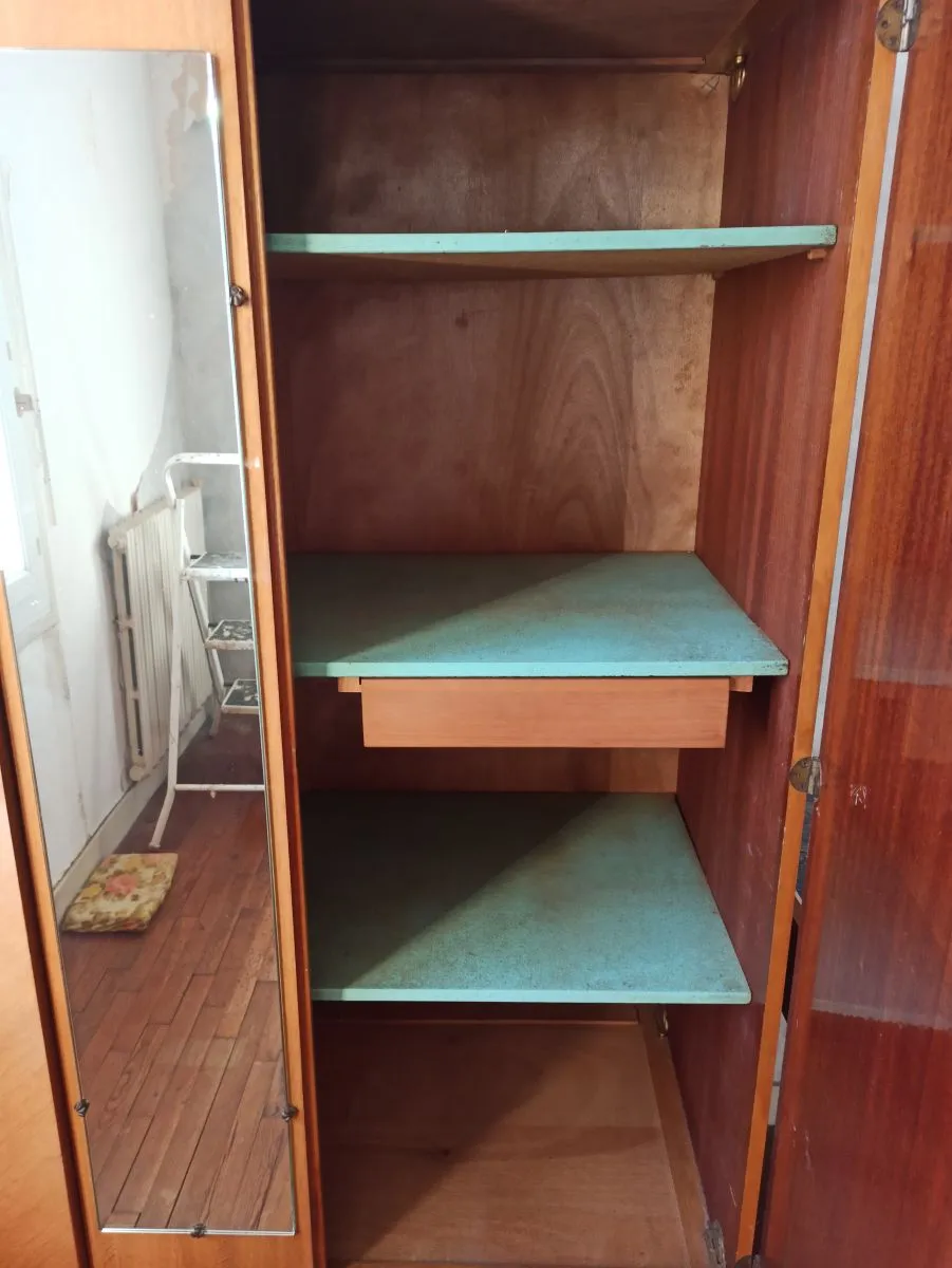 ensemble armoire et lit années 1970 vernis