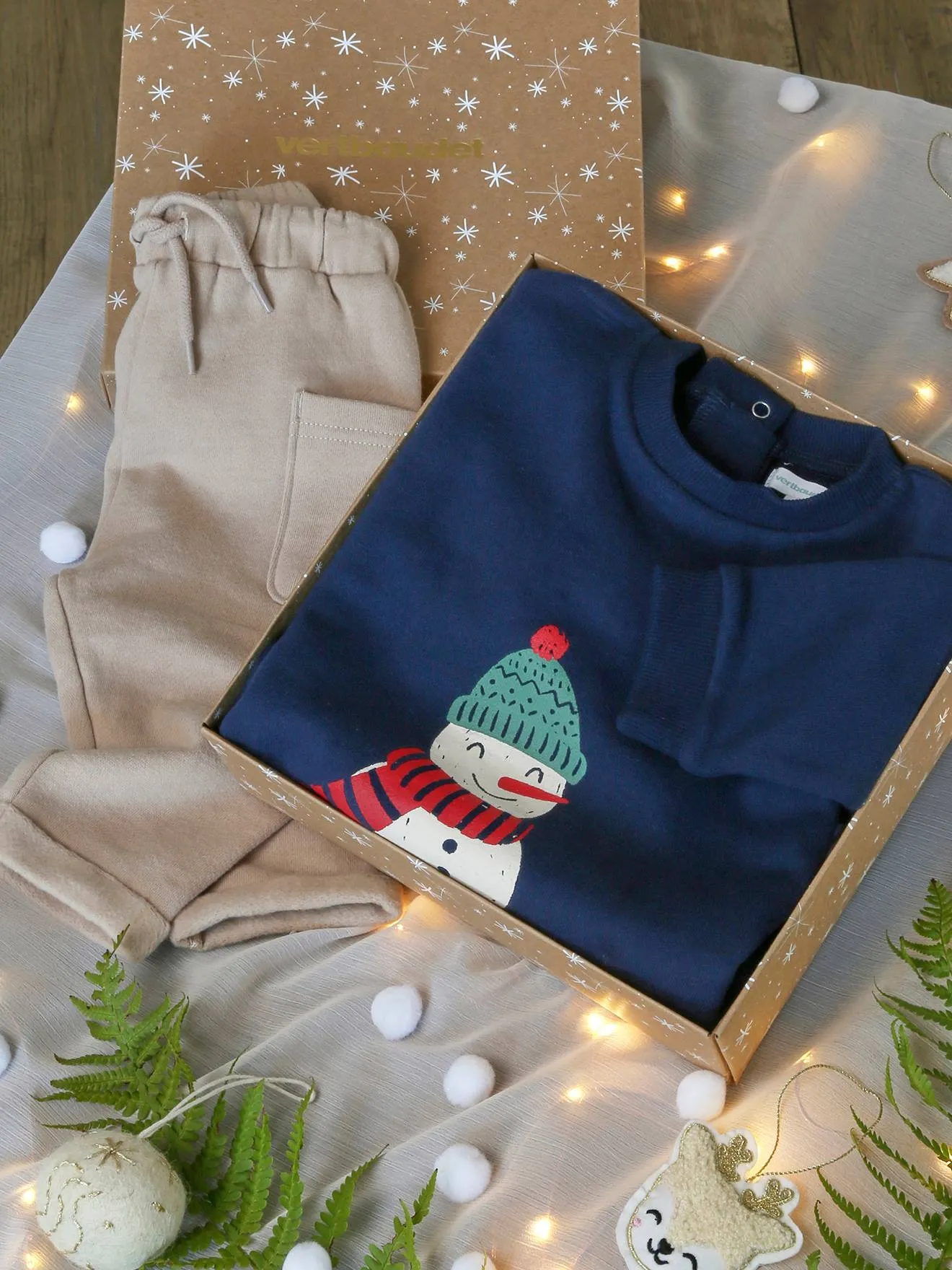 Ensemble de Noël bébé : sweat + pantalon et son coffret marine - Vertbaudet