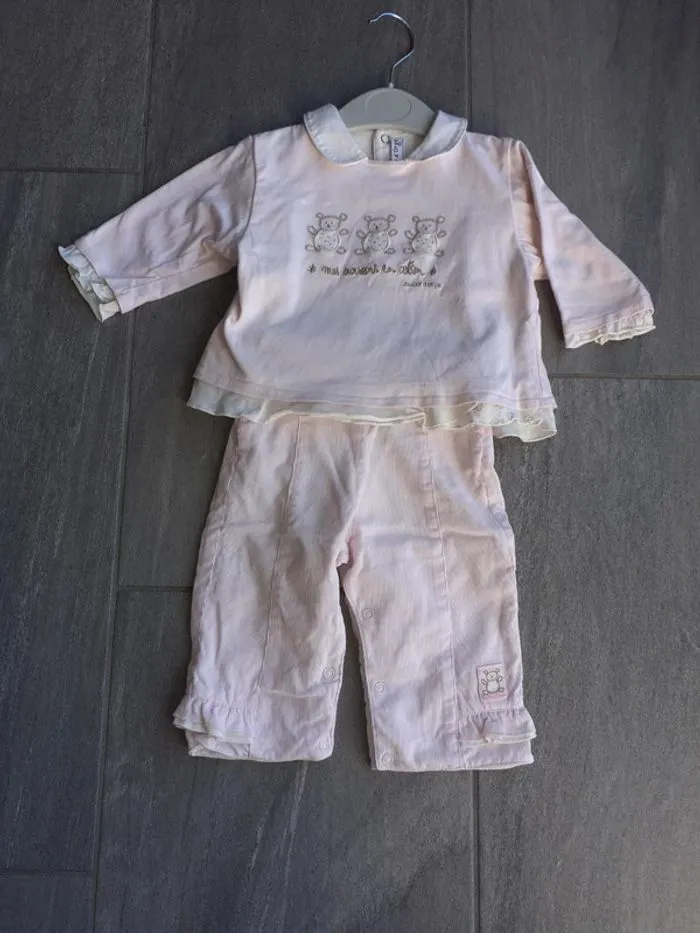 Ensemble pantalon + haut fille 1 an - Sucre d'Orge - Sucre d'Orge - 9 mois  | Beebs