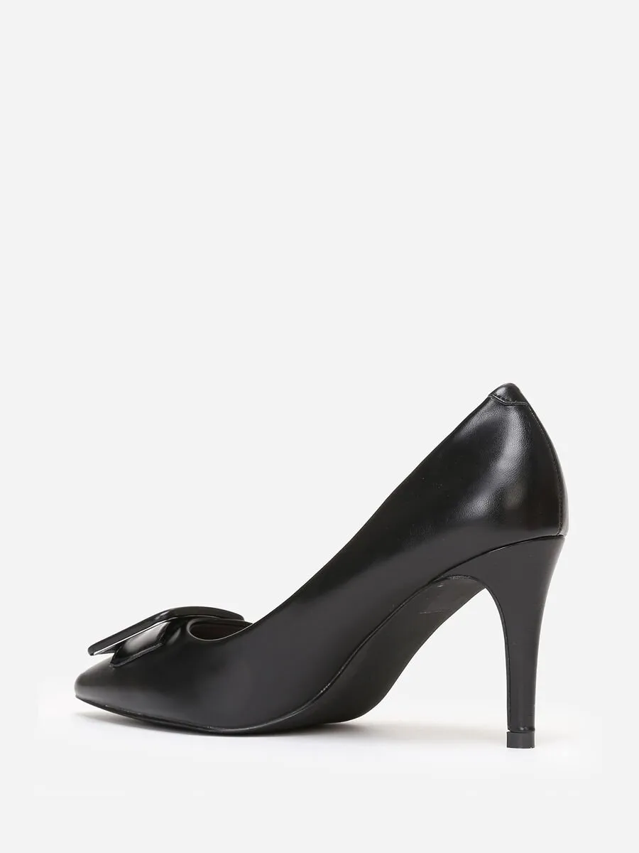 Escarpins avec bride à boucle carrée- Noir
