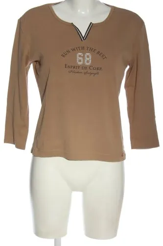Esprit Top à manches longues brun lettrage imprimé style décontracté