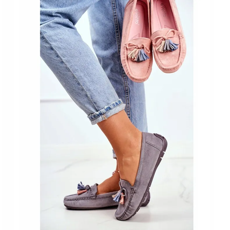 EVE Women's Grey Suede Moccasins 20PB35-2003 by Donna Mia.