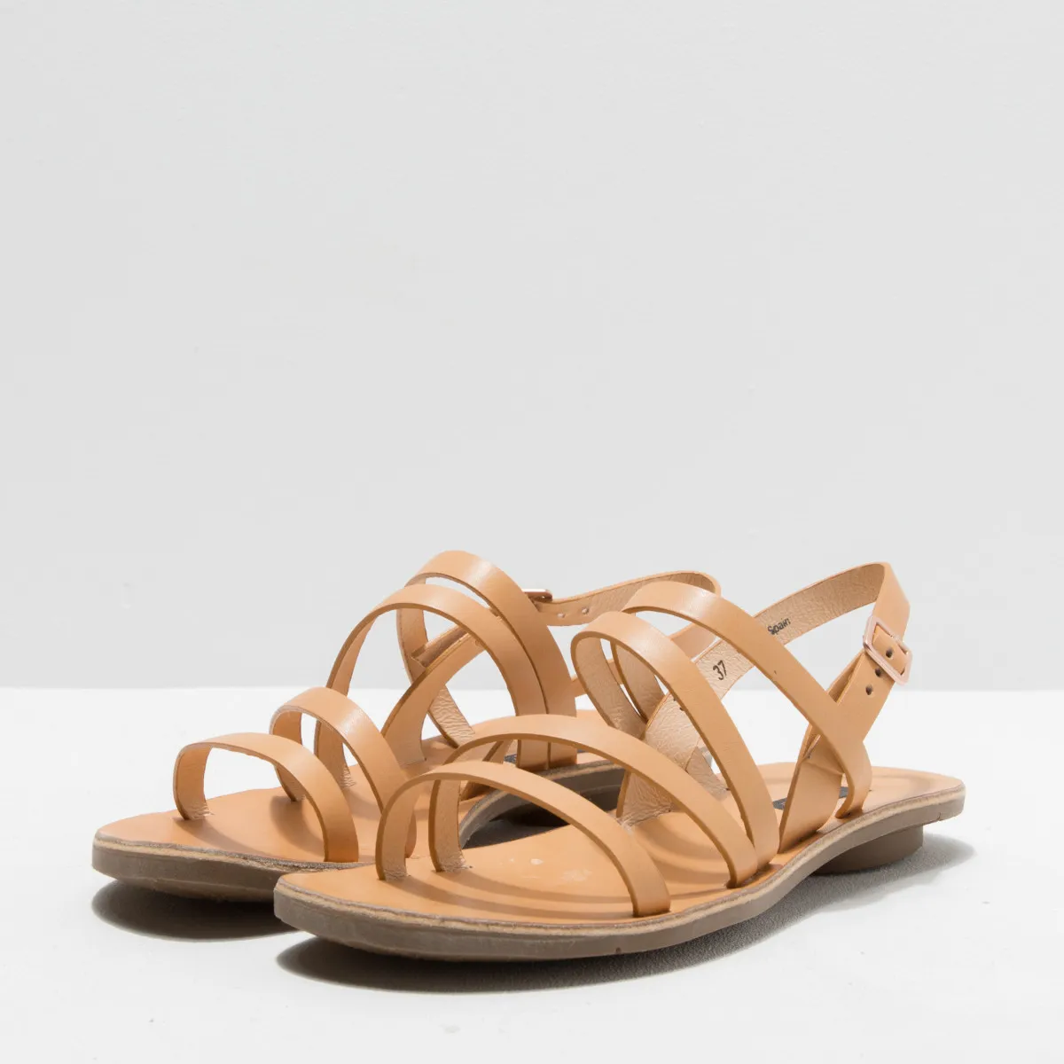Flat Strappy Sandals - Beige