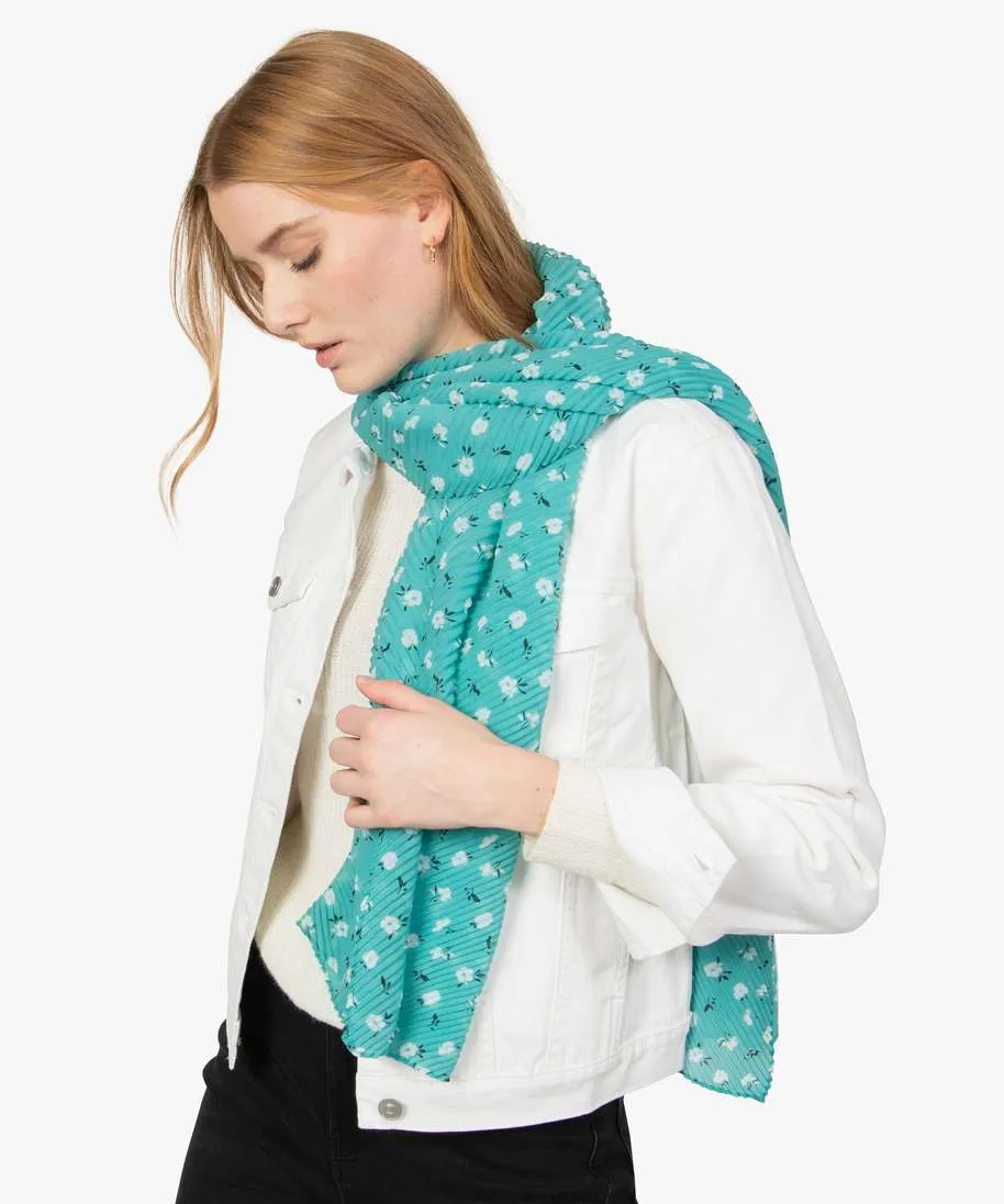 blue pleated print silk scarf for women and other accessories