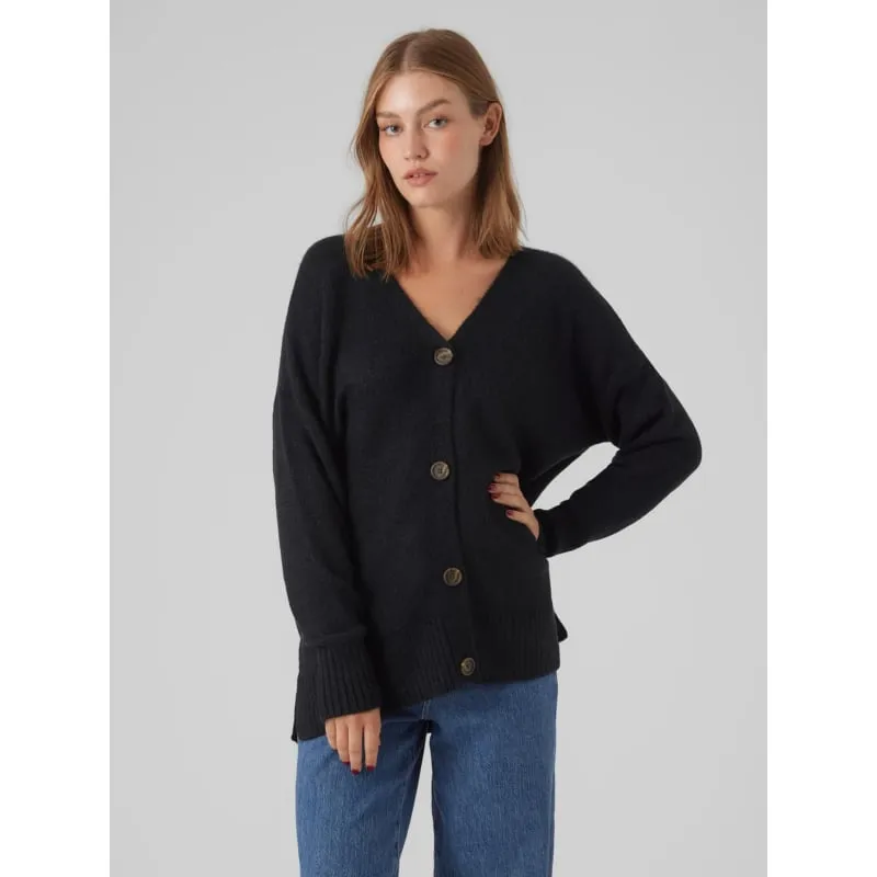 Vero Moda Women's Black Oversized Knit Cardigan Vest