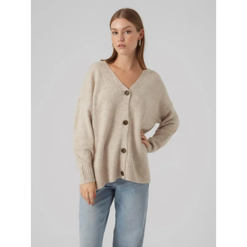 Vero Moda Women's Black Oversized Knit Cardigan Vest