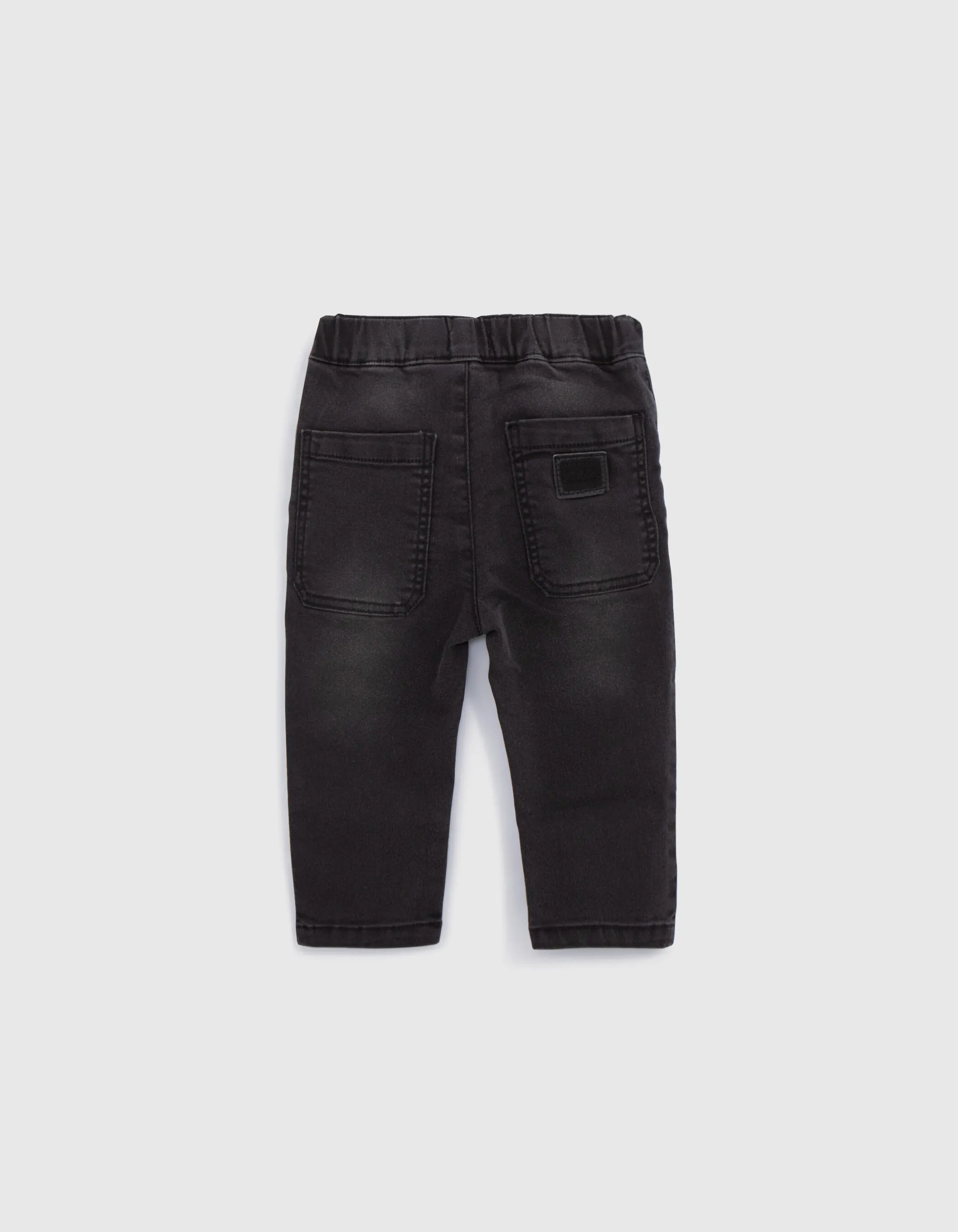 Jean recycled gray logo embossed print zipper baby boy.