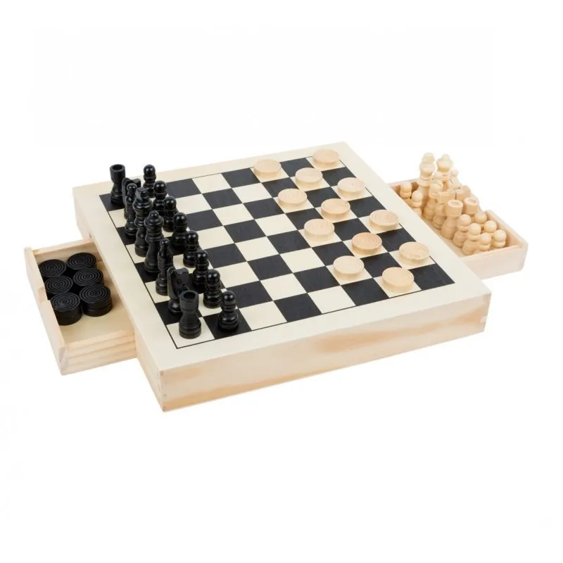 Wooden Chess, Checkers, and Nine Men's Morris Game Set