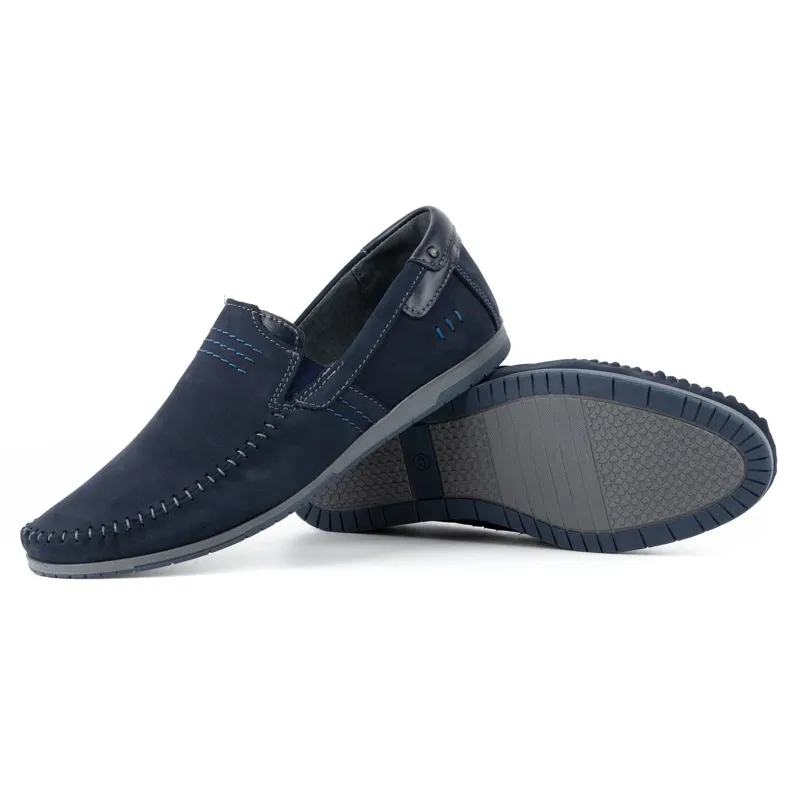 Komodo Men's Navy Blue Leather Moccasins 876
