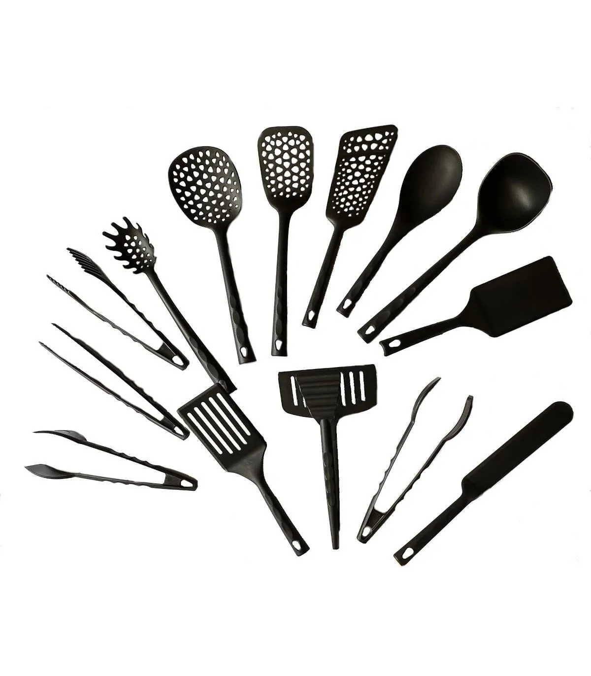 Lot de 14 ustensiles de cuisine noir en nylon