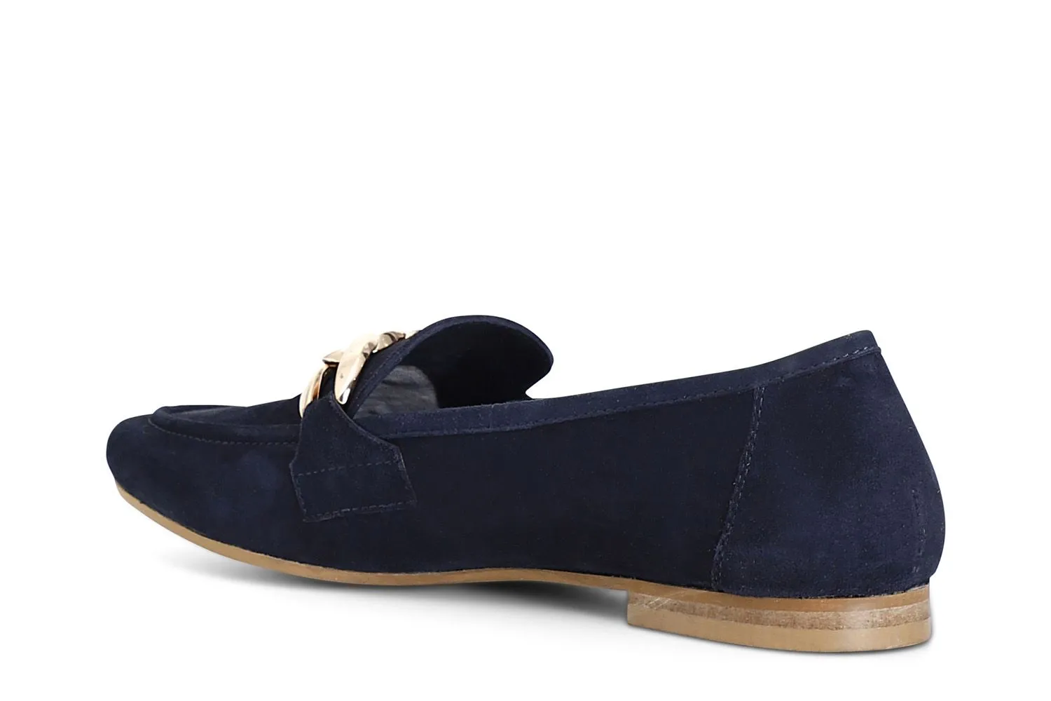 Blue suede moccasins with chain - CafèNoir