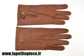 Paire de gants en cuir style officier français première ou deuxième guerre mondiale