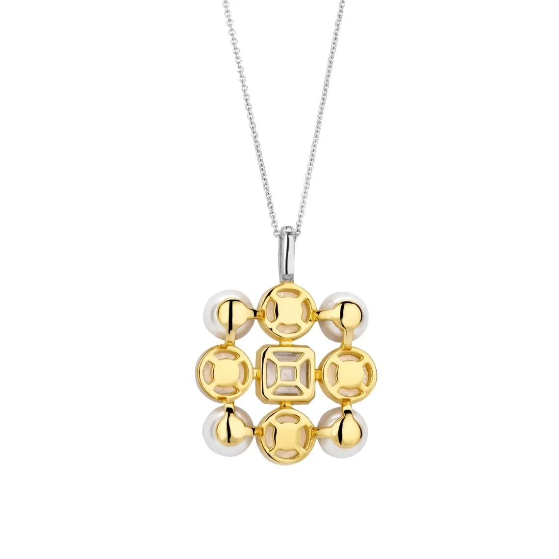 Pendentif Ti Sento - 6827YP  Argent Doré Perles Synthétiques Et Oxyde De Zirconium Carré | 3 Suisses