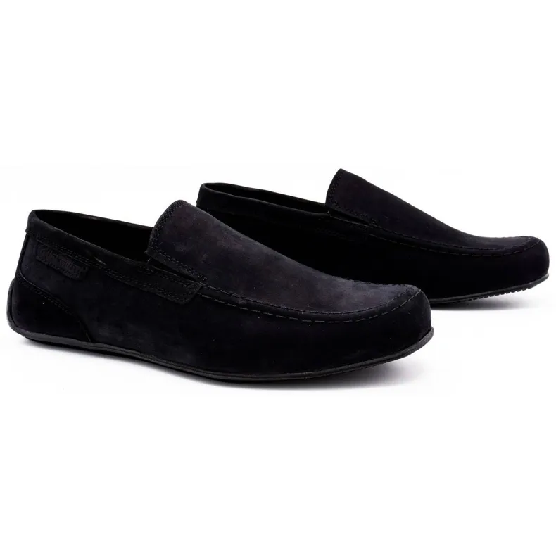 Polbut Men's Black Nubuck Leather Moccasins 2105