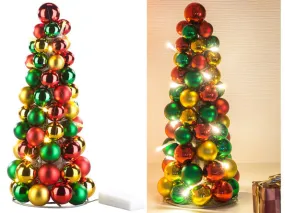 Pyramide de boules de Noël lumineuse | Décorations à poser / suspendre 
