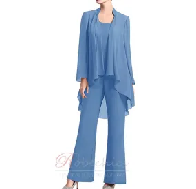 Mother's Dress Pant Suit Sleeve T-shirt High Neck Covered Crew Neck Fall