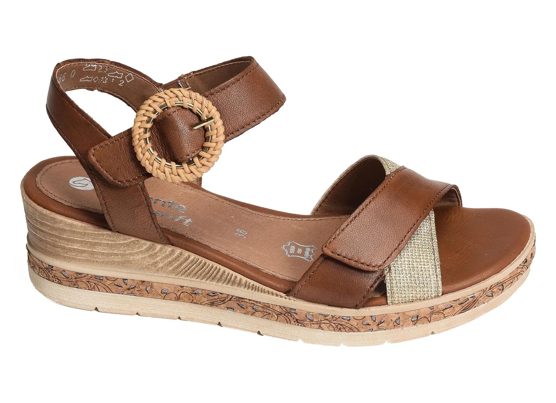 Brown Gold Remonte D3067 Wedge Sandals