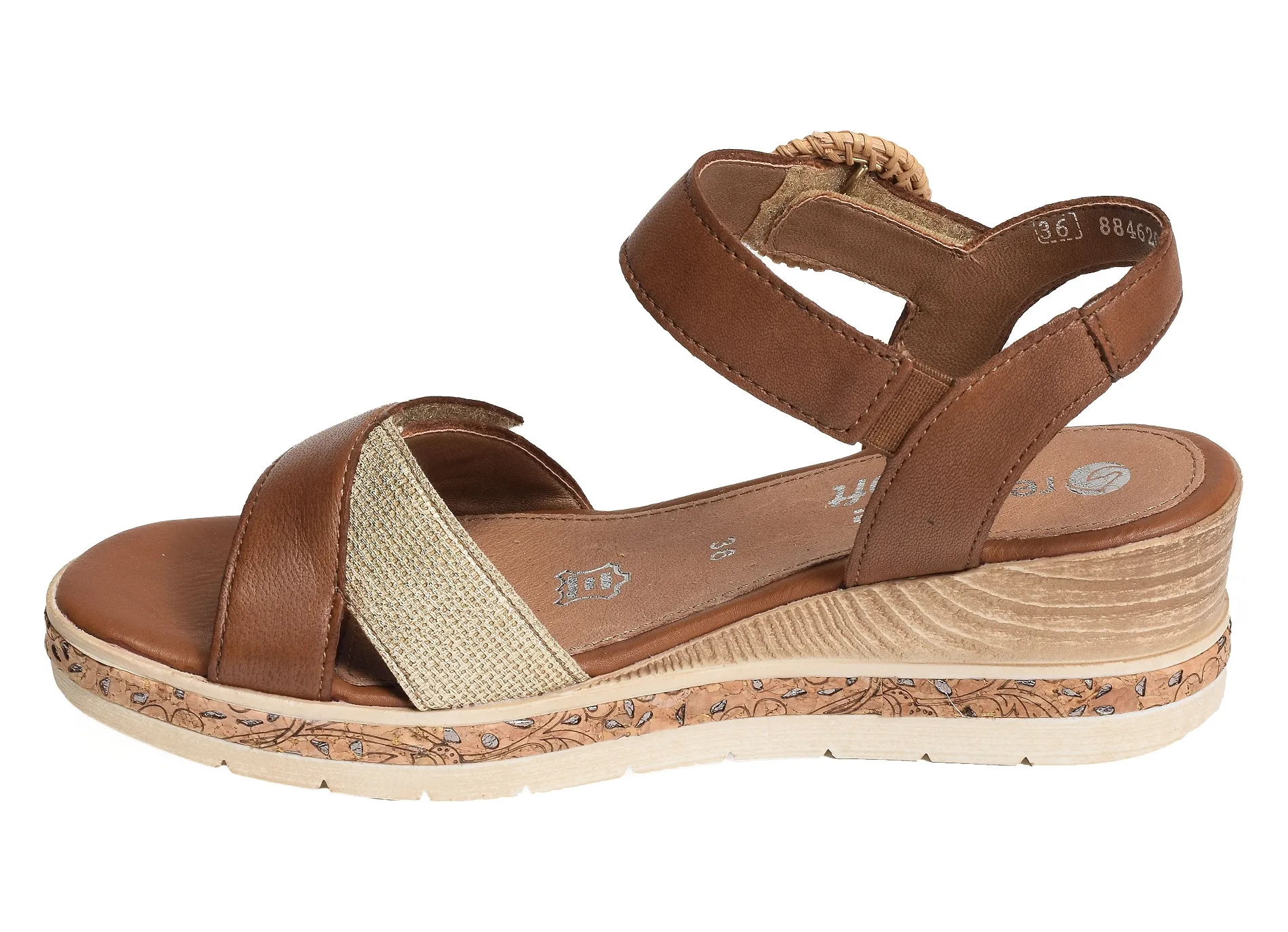 Brown Gold Remonte D3067 Wedge Sandals