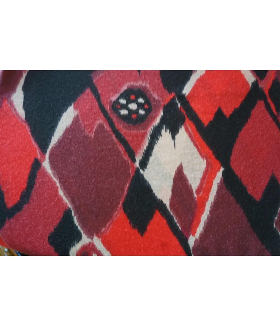 SALE: Red Ikat Print Women's Scarf with Black and White Accents