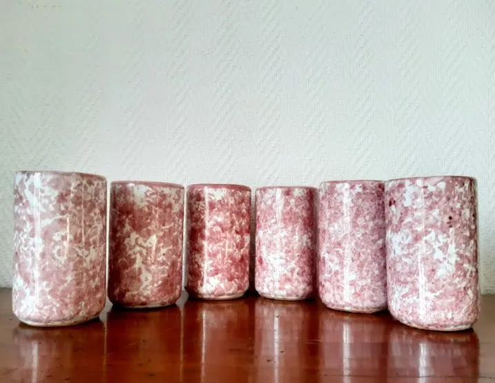 Service 6 gobelets en céramique vintage 