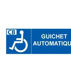 Signalétique guichet automatique pour handicapé autocollant - 210x75mm