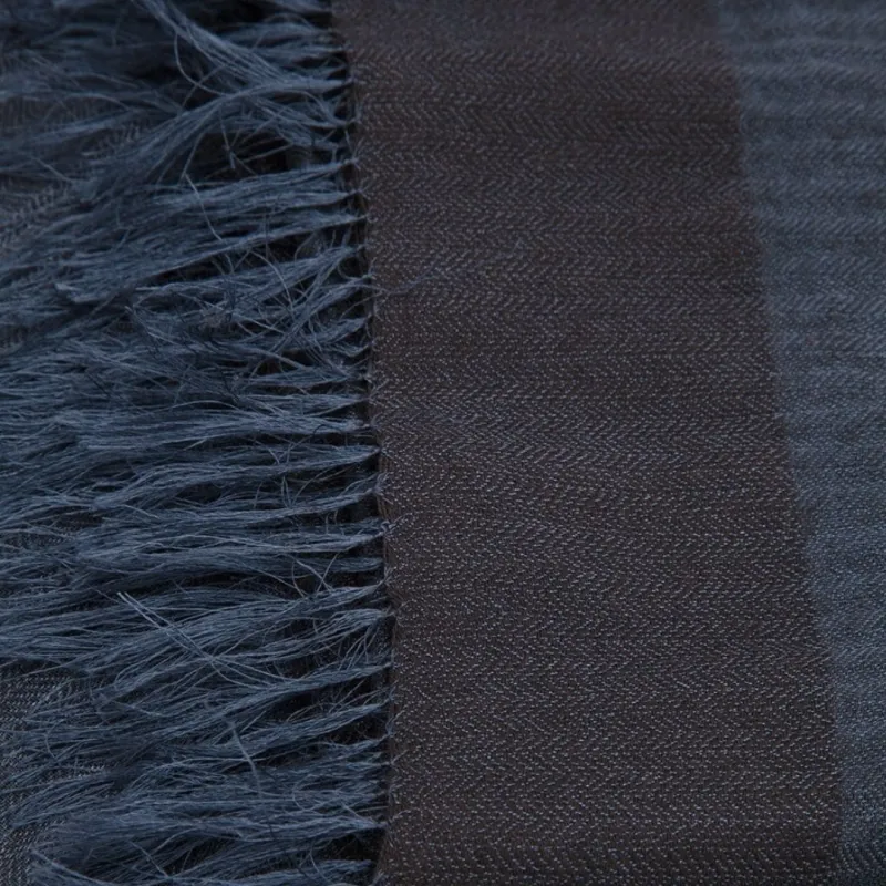 silk gray chevron fringed scarf