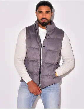 Sleeveless Faux Suede Puffer Vest in Navy Blue - Style 57233 - Jeans Industry