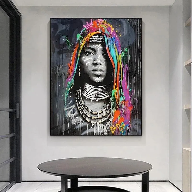 Tableau Noir et Blanc Africain