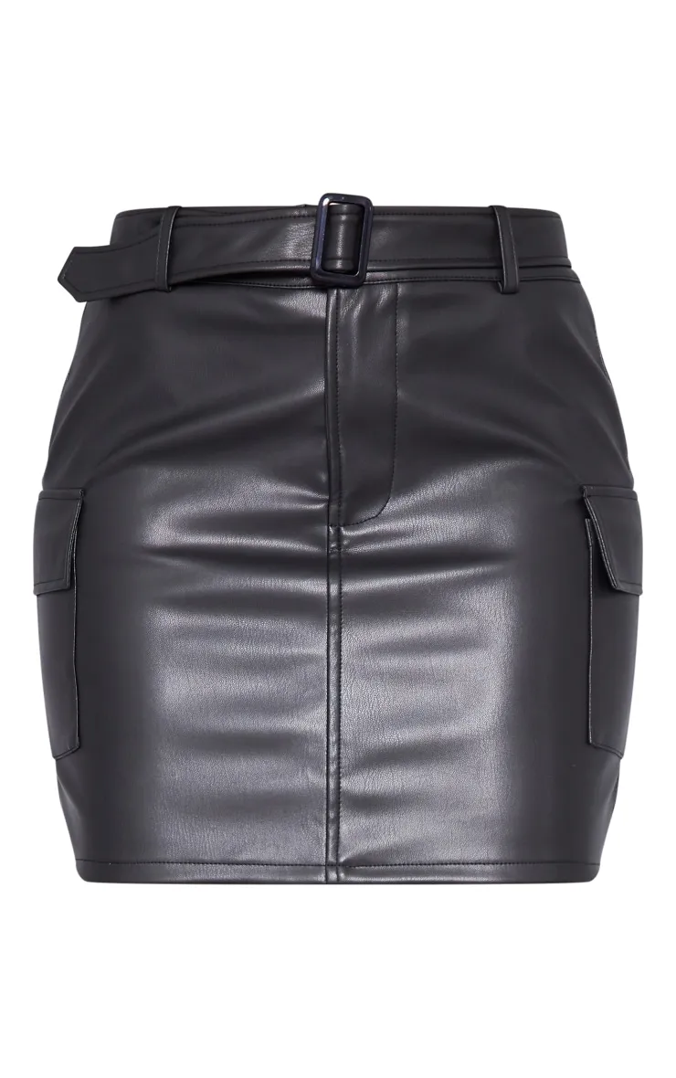 Tall black mini skirt with belt