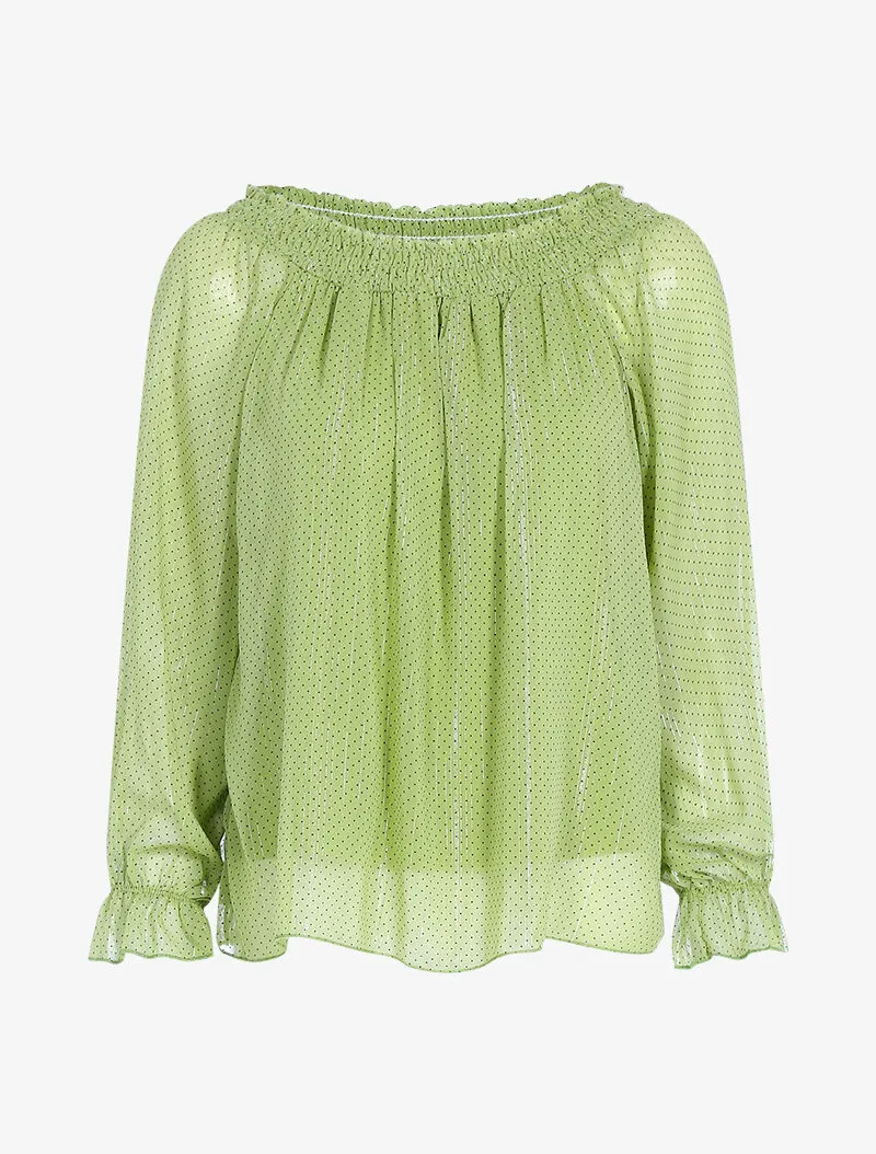 Top fluide à pois - vert