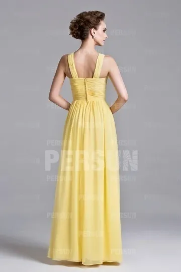 Yellow Ruffle Boat Neck Long Floor Length Dress - Robedesoireelongue.fr